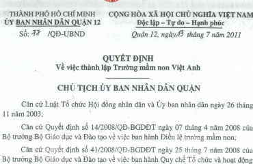 Quyết Định Thành Lập Trường